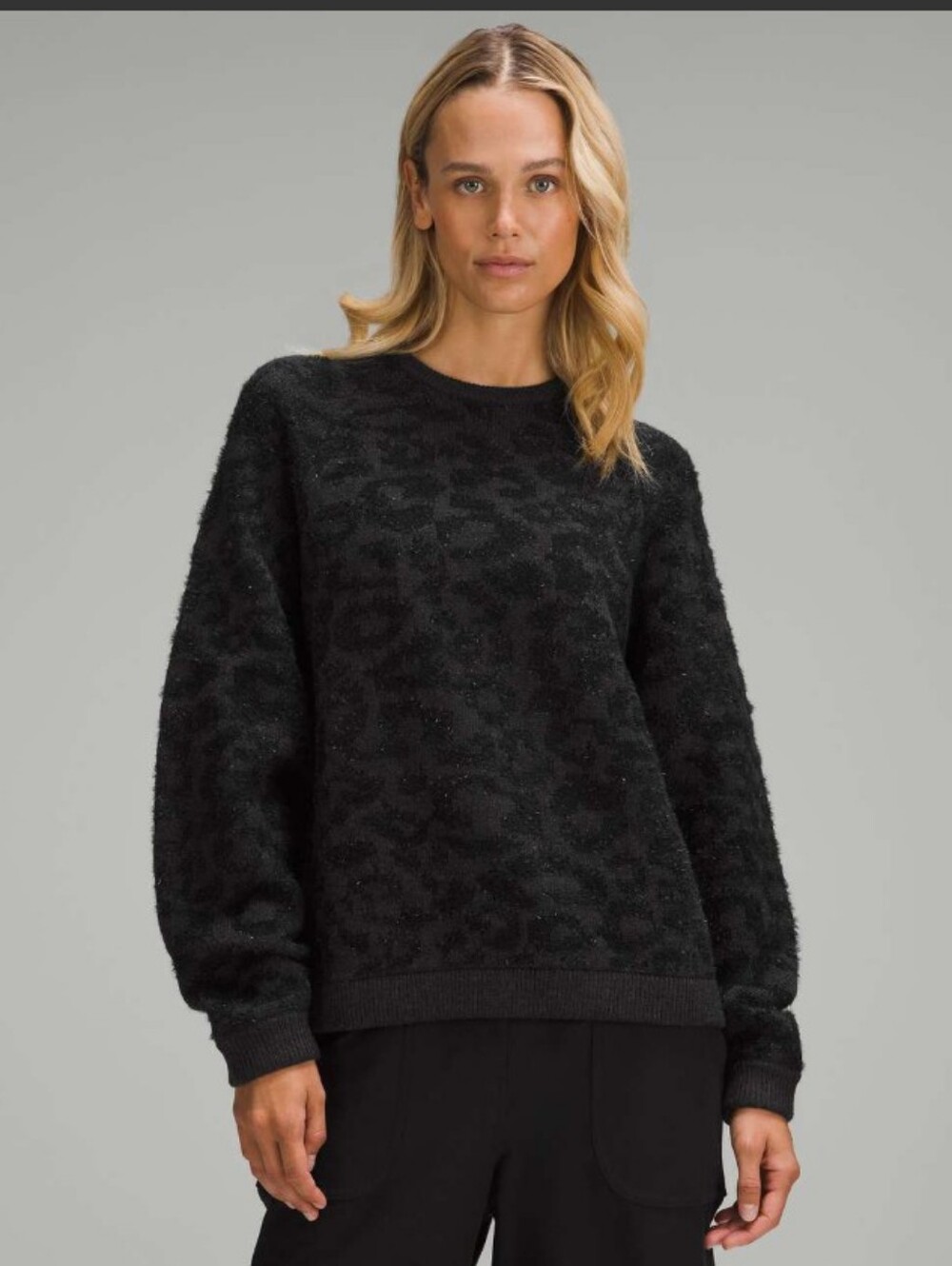 Lululemon Wool-Blend Jacquard Sweater Leopard Black XS